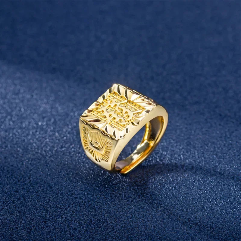 Real 18K Gold Ring for Men Anillos Mujer Rock Gemstone Genuine 18 K Gold Jewelry  Anillos De Hiphop Origin Rings Box Bizuteria Espiga Jewelry