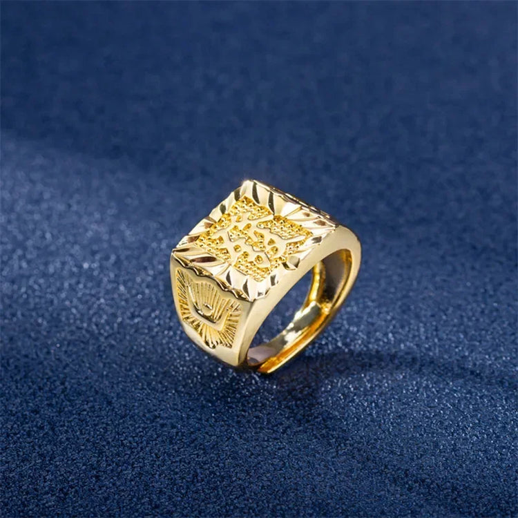 Real 18K Gold Ring for Men Anillos Mujer Rock Gemstone Genuine 18 K Gold Jewelry  Anillos De Hiphop Origin Rings Box Bizuteria Espiga Jewelry