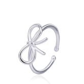 New Simple Element 925 Sterling Silver Jewelry Bow Female Wholesale Hot Popular Beautiful Opening Rings     R205 Espiga Jewelry