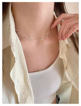 925 Silver Sterling Silver Necklace With Simple Geometric Multicolour Beads Choker Shiny Delicate Collarbone Chain For Women&