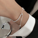100% Solid 925 Sterling Silver Metal Bracelets for Women Men Beads Adjuatable Handmade Simple Bracelet Birthday Christmas Gift Espiga Jewelry