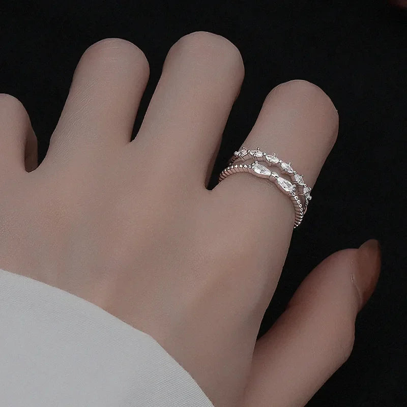 A Girl 1Pcs Fashion Delicate Zircon Bowknot Opening Adjustable Rings For Women Wedding Engagement Jewelry Gifts Espiga Jewelry