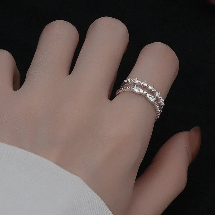 A Girl 1Pcs Fashion Delicate Zircon Bowknot Opening Adjustable Rings For Women Wedding Engagement Jewelry Gifts Espiga Jewelry
