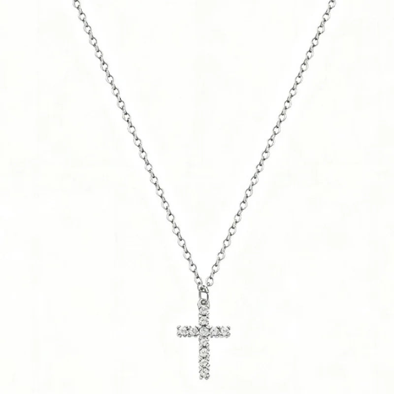 New Fashion Cross Pendant Necklace for Women Toggle Clasp Rectangle Necklaces Paperclip Collarbone Chain Christian Faith Jewelry Espiga Jewelry
