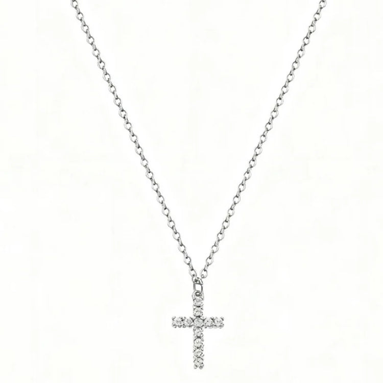 New Fashion Cross Pendant Necklace for Women Toggle Clasp Rectangle Necklaces Paperclip Collarbone Chain Christian Faith Jewelry Espiga Jewelry