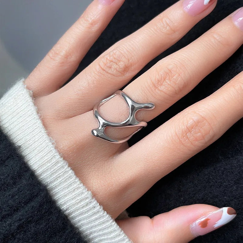 Gold Vintage Pleated Open Ring – Silver