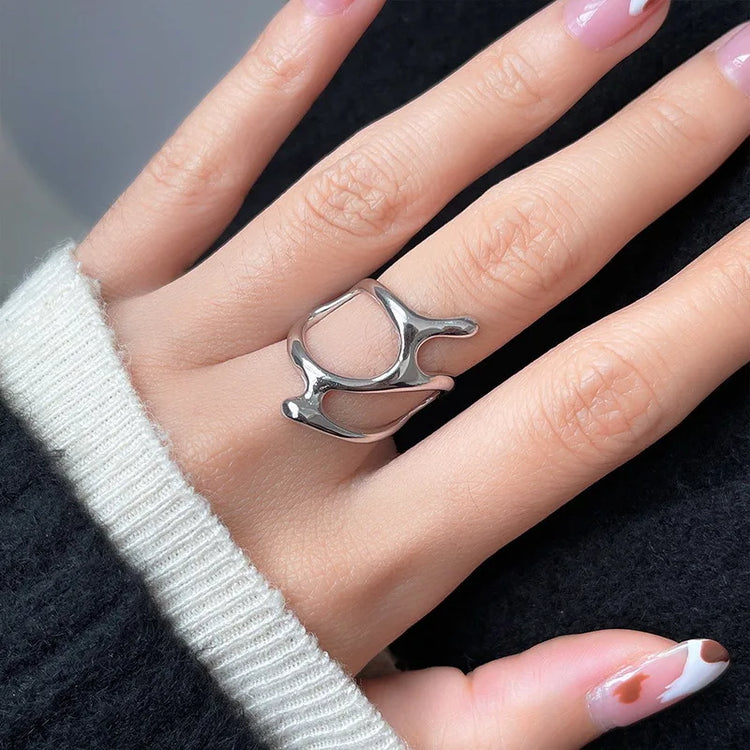 Gold Vintage Pleated Open Ring – Silver