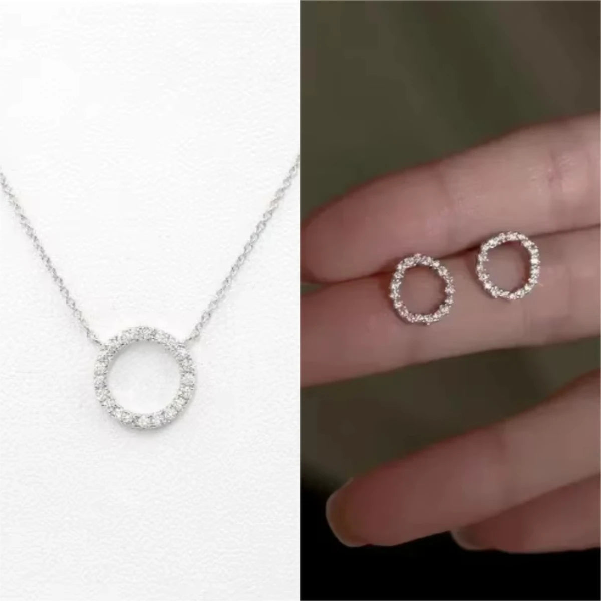 Gold Circle Stud Earrings – Silver Earrings and Necklace Set