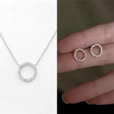 Gold Circle Stud Earrings – Silver Earrings and Necklace Set