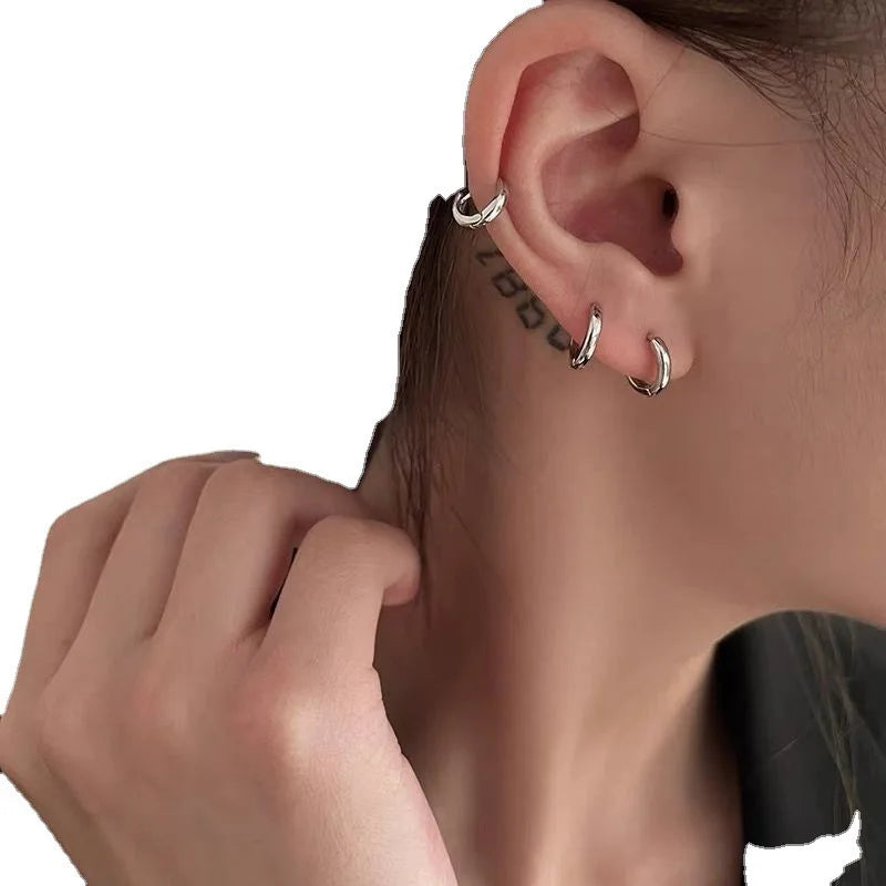 Exquisite 925 Sterling Silver Small Earrings, Plain Silver, Comfortable Earrings, Smooth Earrings, Suitable for Girls, Women Espiga Jewelry