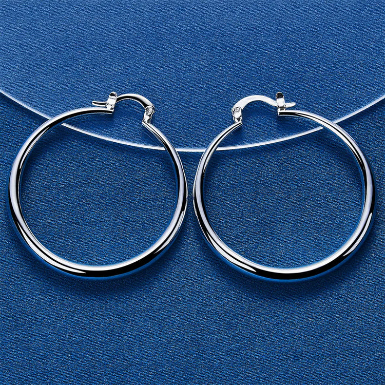 1 pair 925 sterling silver 40mm exquisite round earrings fashion women jewelry gift jewelry accessories charm party Espiga Jewelry
