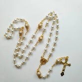 Religious Five Blessed Rosary Necklace  Prayer Beaded Chain Chaplet Saint Benedict Medal Crucifix Cross Y-Necklace  Jewelry Espiga Jewelry