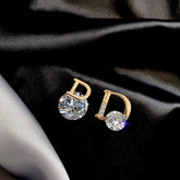 Simple Asymmetric D-shaped Earrings, Internet-famous Versatile Small Zircon Eardrops, Elegant Fashionable Light Luxury Earrings Espiga Jewelry