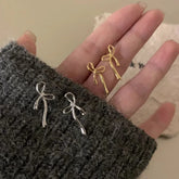 18K Gold Plated Y2K Bow Earrings For Women Stud Nail Fashion Cute Jewelry Piercing Ear Accessories Christmas Gift Aretes Espiga Jewelry