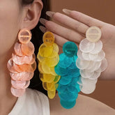 Exaggerated Acrylic Seashell Tassel Earrings For Women Colorful Round Pendant Earrings Vacation Party Accessory Jewelry Gift Espiga Jewelry