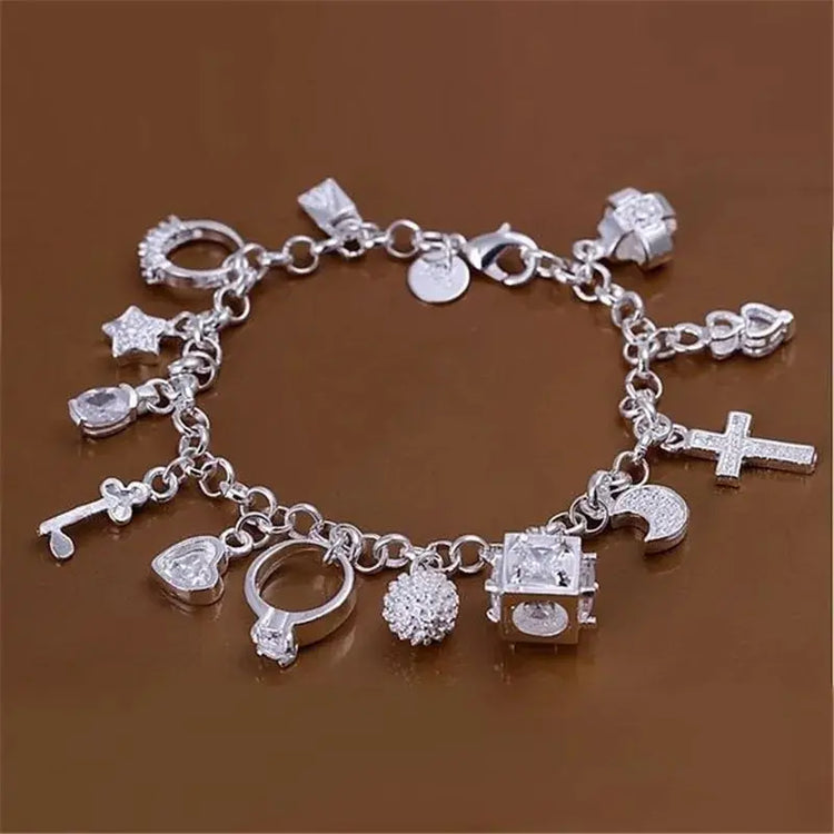 Bracelet European and American Silver Fashion Thirteen Pendant Bracelet Women&