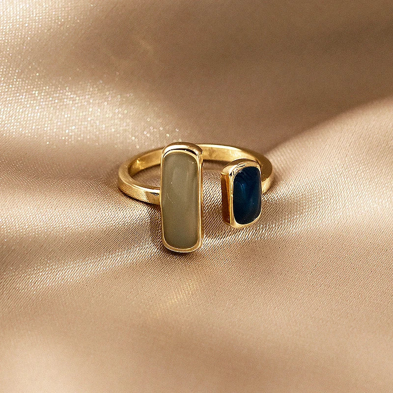 New Adjustable Colorful Drip Glaze Ring Women Fashion Retro Geometric Gold Colour Metal Rings Wedding Jewelry Birthday Gift Espiga Jewelry