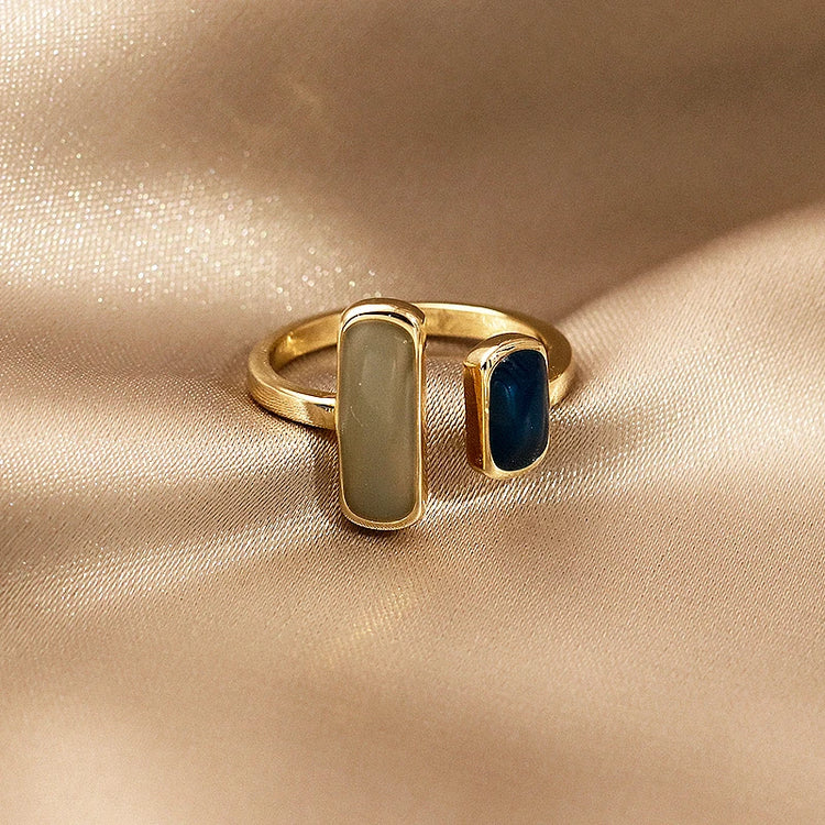 New Adjustable Colorful Drip Glaze Ring Women Fashion Retro Geometric Gold Colour Metal Rings Wedding Jewelry Birthday Gift Espiga Jewelry