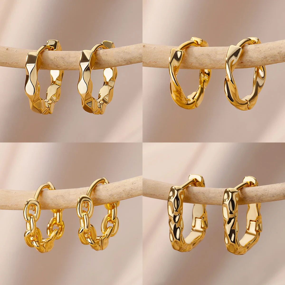 Elegant Round Earrings for Women Girls Luxury Stainless Steel Hoop Earrings Vintage Wedding Engagement Aesthetic Jewerly aretes Espiga Jewelry