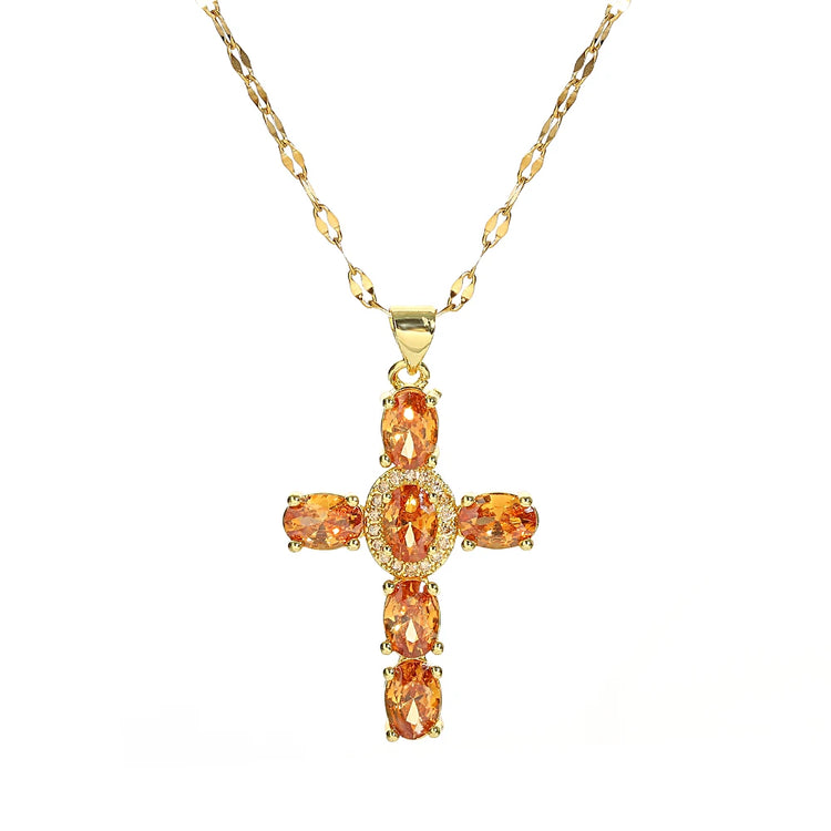 Gorgeous Cross Zircon Necklace Religious Belief Prayer Love Hope Blessing Church Jewelry Good Luck Prayer Religious Accessories Espiga Jewelry