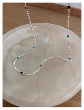 925 Silver Sterling Silver Necklace With Simple Geometric Multicolour Beads Choker Shiny Delicate Collarbone Chain For Women&