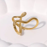 Fashion Stainless Steel Waterproof Open Ring Personality Charms PVD Real Gold 18K Plated Trendy Jewelry for Women Espiga Jewelry